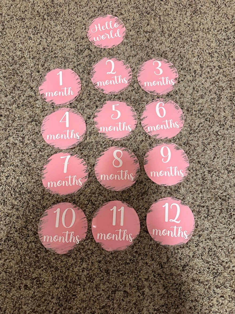 Hello World Pink Monthly Milestone Cards - Baby Photo Props